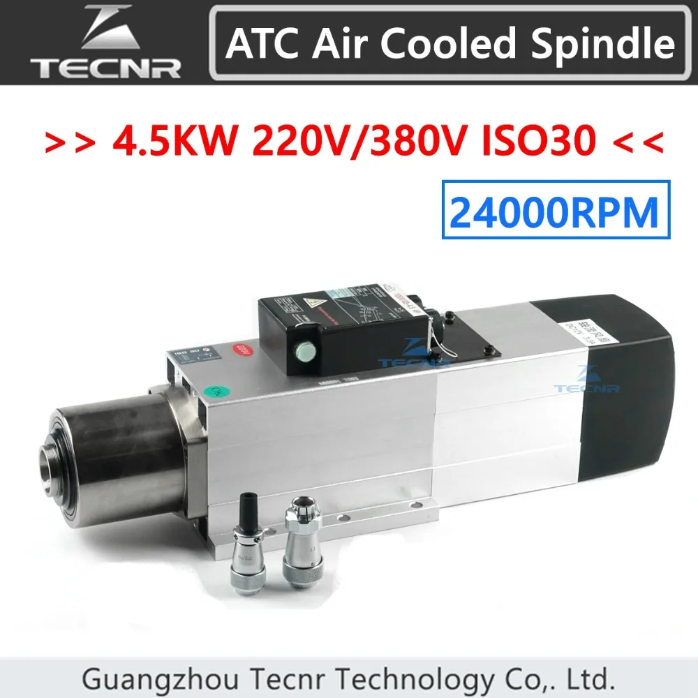 

4.5KW ATC air cooled spindle motor 24000RPM ISO30 220V 380V Automatic Tool Change spindle for woodworking cnc router TECNR