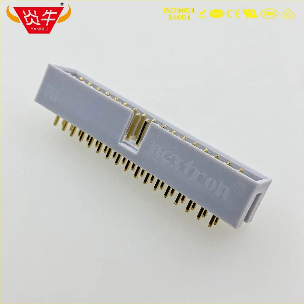 50Pcs DC3-34P GREY WHITE 34PIN IDC SOCKET BOX 2.54mm PITCH BOX HEADER STRAIGHT CONNECTOR CONTACT PART GOLD-PLATED 3Au YANNIU