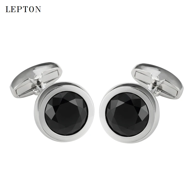 

High Quality Glass Cufflinks for Mens Lepton Brand Detachable Round Glass Cuff links Man wedding Groom CuffLink Relojes Gemelos