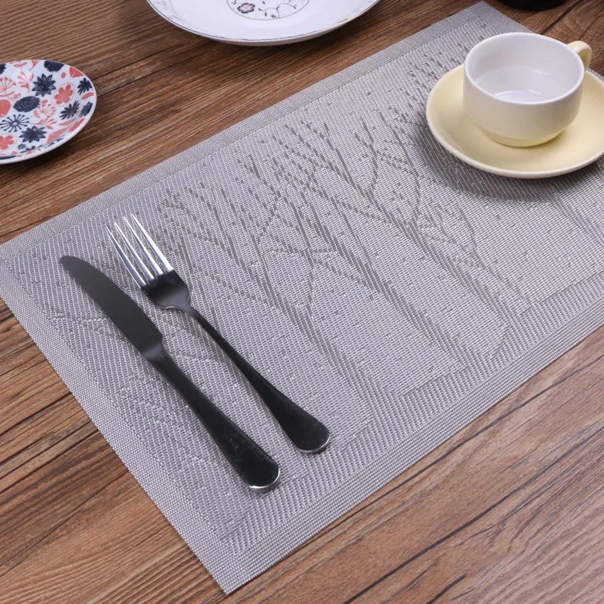 4pcs/lot Placemat Upscale Christmas Tree Pvc Placemats for Dining Table Mat Pot Bowl Mat Drink Coasters Non-slip Insulation Pads