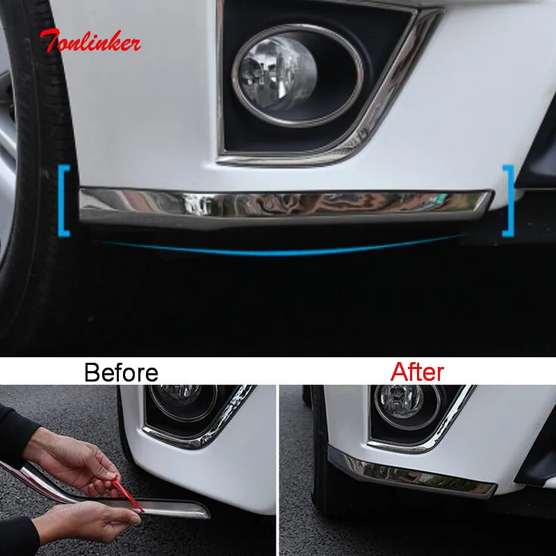 Tonlinker Front/Rear bumper Corner Cover sticker For TOYOTA Corolla Altis 2014-17 Car Styling 1PCS Stainless Steel Cover sticker