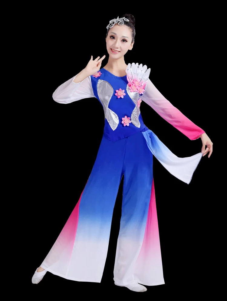 Chinese style, Hanfu, classical dance costume, female national dance, fan dance costume, ancient chinese costume