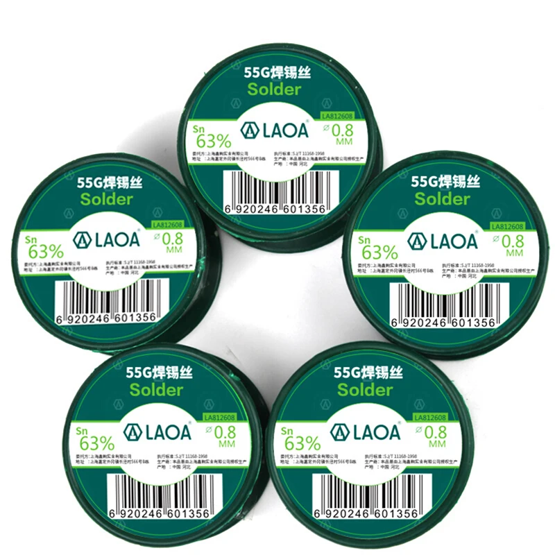 LAOA 63% zawartość cyny 55g drut lutowniczy w przewodach spawalniczych 0.8mm spawanie Asistant cyna do lutowania