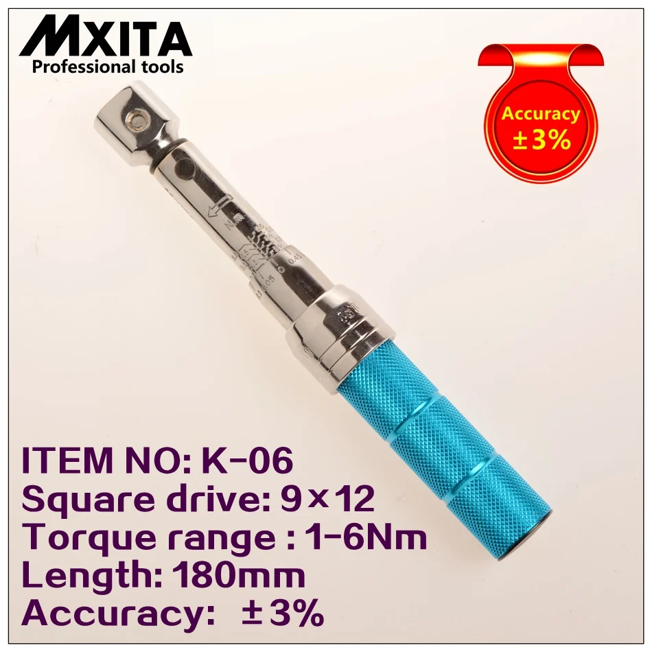 MXITA 9X12 1-6Nm Accuracy 3% High precision professional Adjustable Torque Wrench car Spanner  car Bicycle repair hand tools set