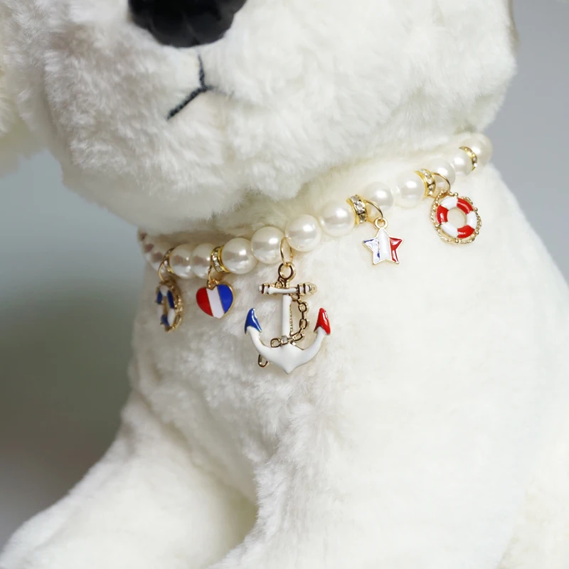 Imitation Pearl Cute Dog Necklace Pet Collar Accessories Jewelry Neck Chain For Small Dogs Large Dog Cats 6 Types