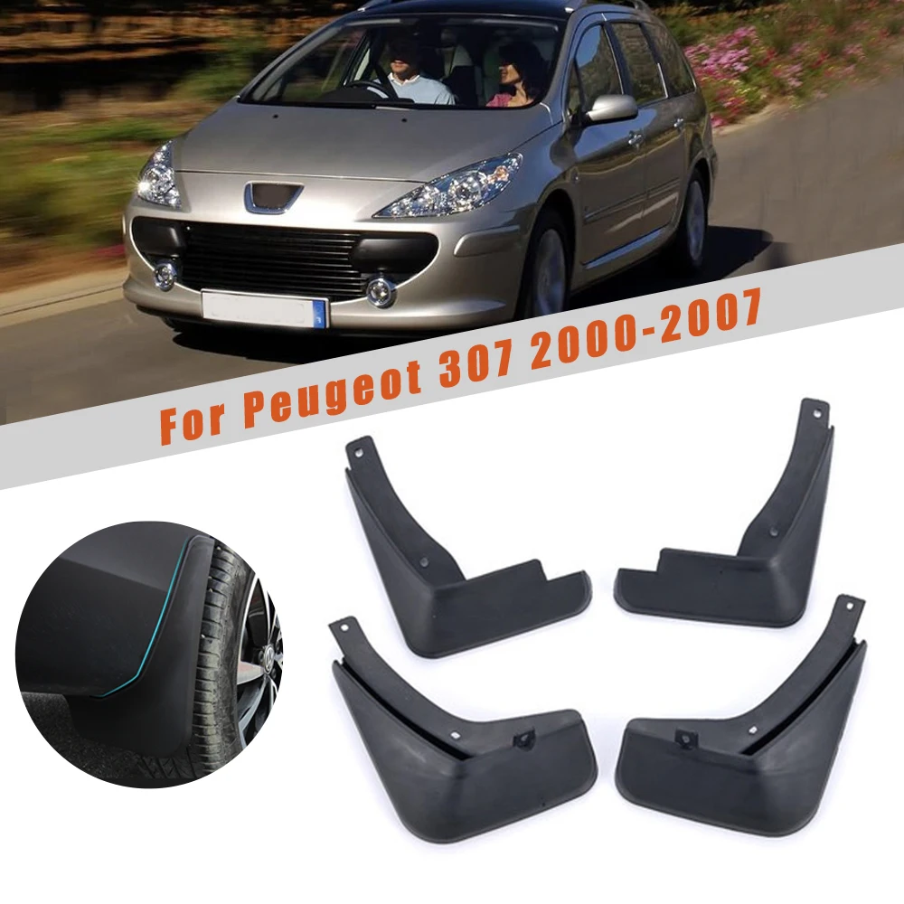 Car Mud Flaps Splash Guards For Peugeot 307 2000-2007 Car Fender Flares Splash Guards Mud Flaps Reflective Mudguards 4pcs