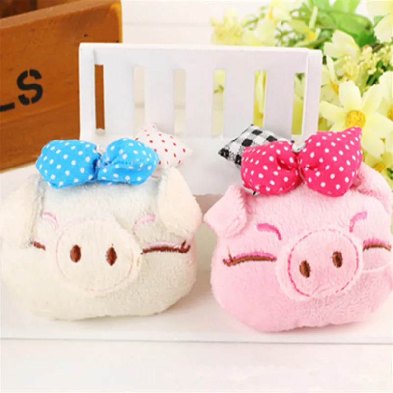 1PCS Cute Bowknot Pig Small Plush Toys For Girl 8CM Super Mini Animal Stuffed Soft Pendant Couple Wedding Gifts