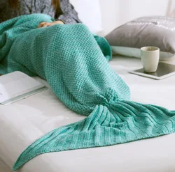 Hot Mermaid Tail Blanket Yarn Knitted Handmade Crochet Mermaid Blanket Super Soft Kids Adults Throw Bed Wrap Bedding 3 Sizes