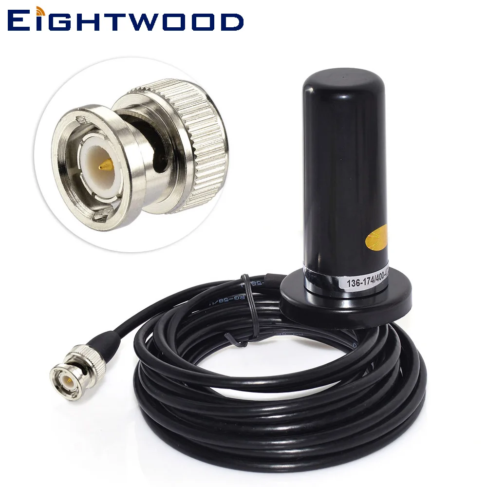 Eightwood Vehicle/Car Mobile Radio 9cm Antenna Magnetic Base Mount Aerial BNC 500mm Cable VHF/UHF Dual Band for BC125AT Scanner