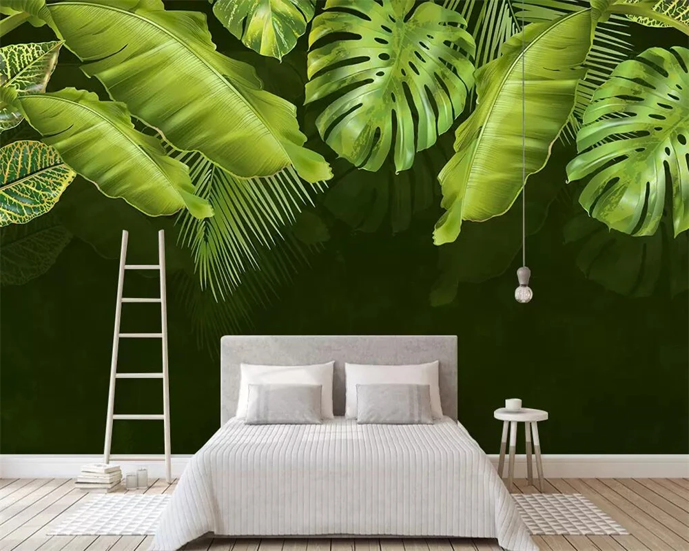 

Custom wallpaper fresh tropical plants banana leaves TV background home decoration living room bedroom 3d wallpaper