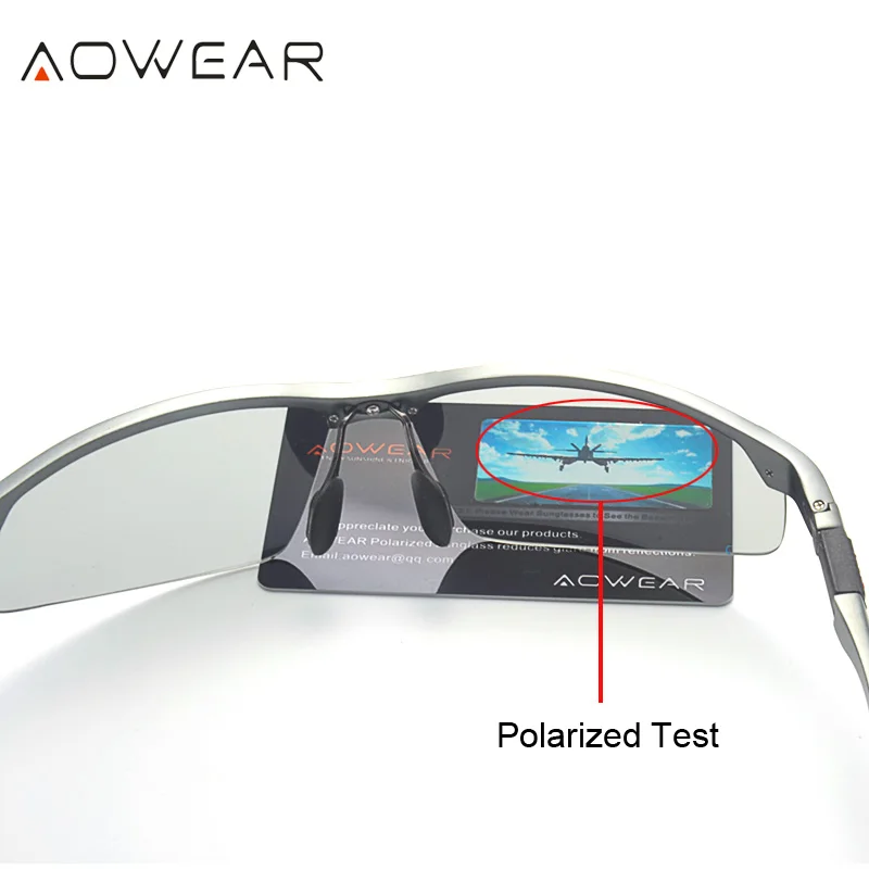 AOWEAR Mens Photochromic Polarized Rimless Sunglasses Men Day Night Driving Chameleon Glasses Car Driver  Anti-glare Eyewear