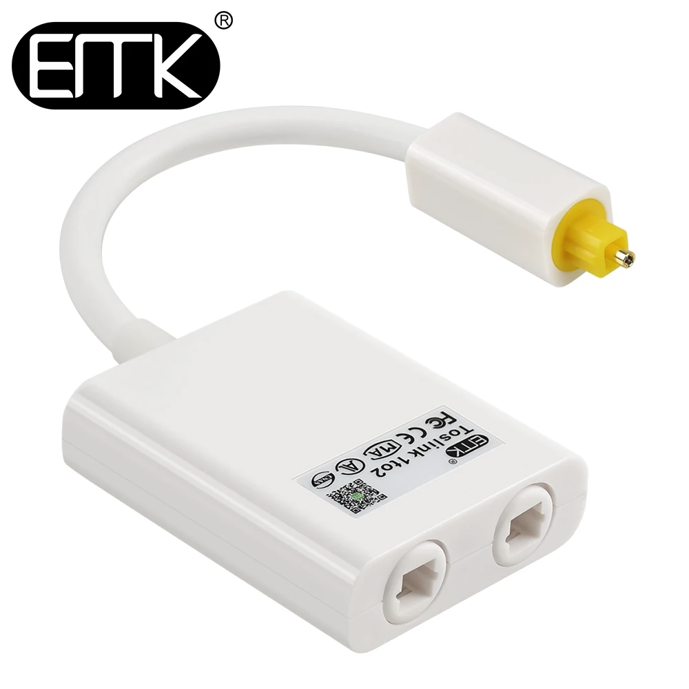 EMK Optical Splitter Cable 2-Way SPDIF Digital Toslink Splitter Cable 1 in 2 Out Optical adapter Speakers TV PS4 DVD