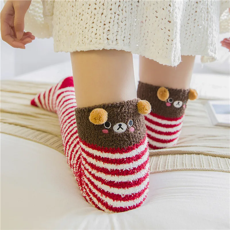 Chaussettes Hautes sulfet Confortables à Rayures pour Fille Japonaise, Chaussette de Compression Chaude, Automne et Hiver