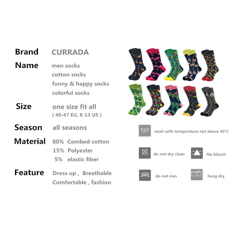 10pairs/lot Brand Quality Mens Socks Combed Cotton colorful Happy Funny Sock Autumn Winter Warm Casual long Men compression sock