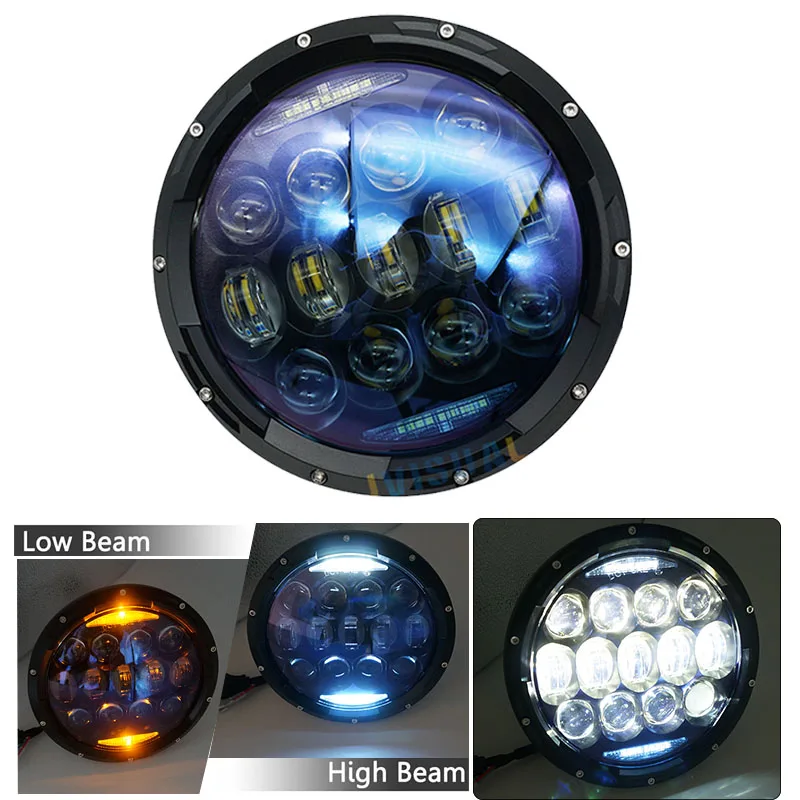 

NEW Design 130W 7 inch LED Headlight With White Amber Signal Halo Ring For jeep wrangler JK LJ JKU TJ CJ Sahara Rubicon Hummer