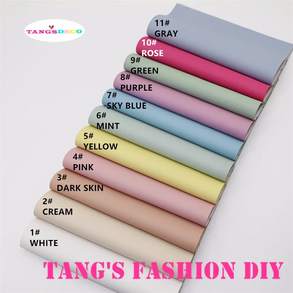 11pcs---20X22CM DIY Hair Bow Material Candy Color Embossed PU Synthetic Faux Leather