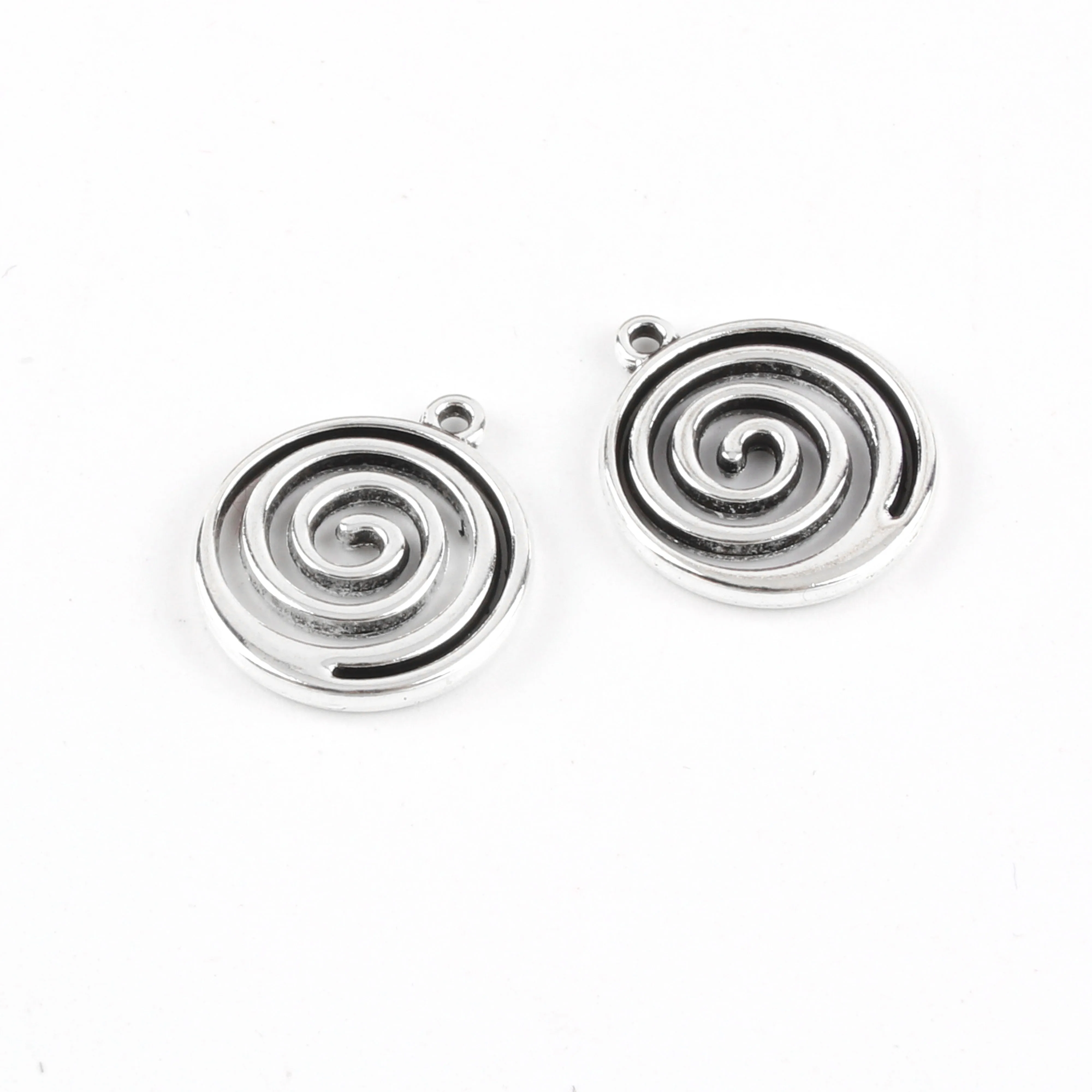 25Pcs  Silver Color Swirl Spiral Charms Vortex Circle Pendant Fit Necklaces Jewelry Making Findings Supplies 20X17mm A2901