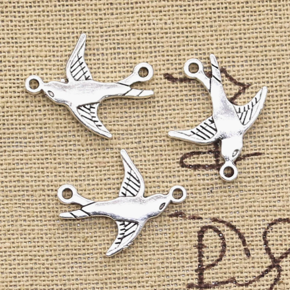 30pcs Charms Swallow Bird Connector 20x17mm Antique Silver Color Pendants Making DIY Handmade Tibetan Silver Color Jewelry