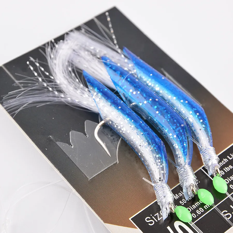 2Packs*Trolling Fishing Herring Bait Jig soft lure Pesca Sabiki lureSea Fishing Saltwater Sabiki Hook Rigs Blue Tube Tuna Lures