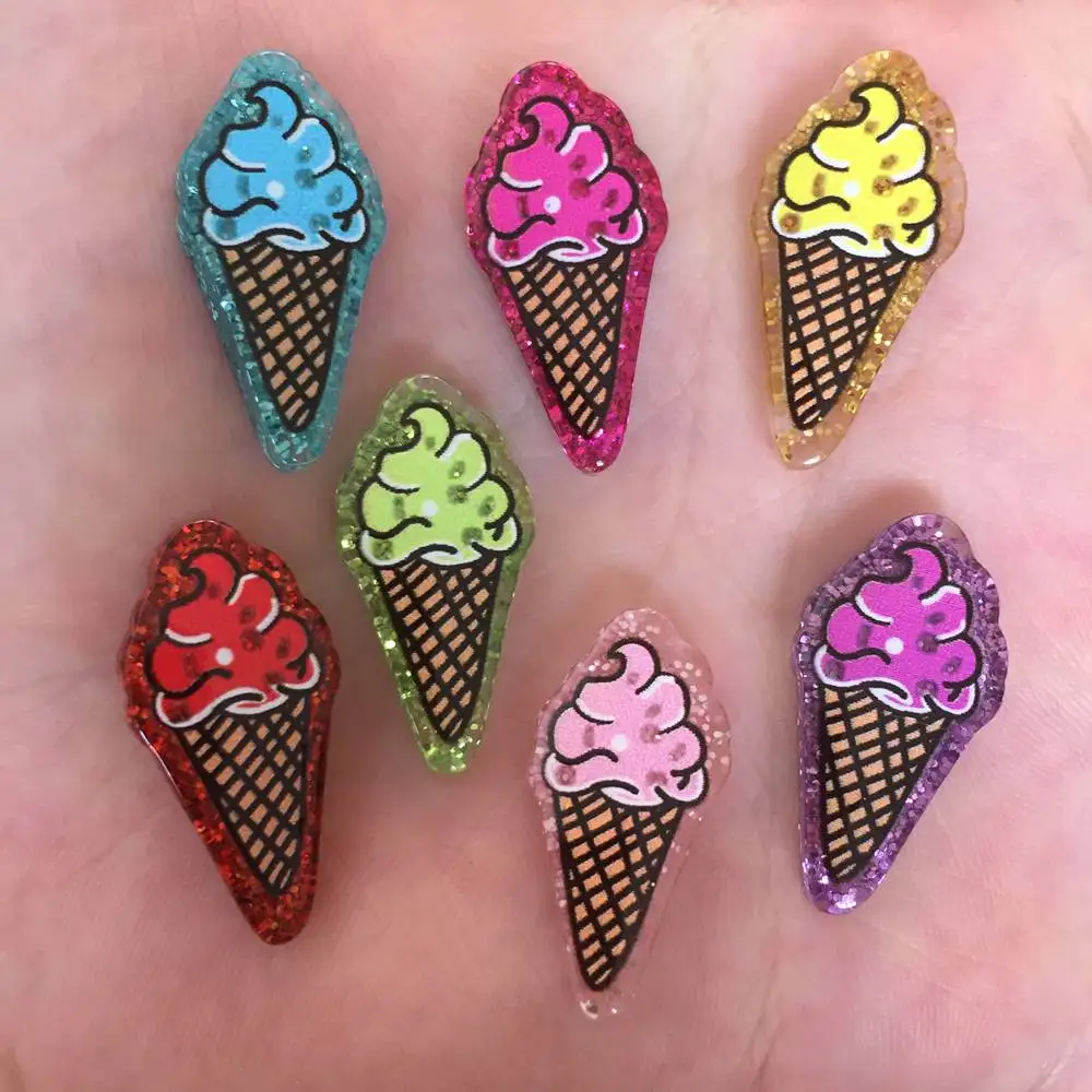 20pcs Mix Resin Gold Powder Ice Cream Flatback Stone Child Scrapbook Wedding DIY F377*2