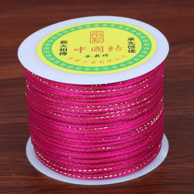 14 Colors Jewelry Accessories Cord DIY Making for Bracelet Necklace Colored Nylon Thread With Golden Side 2mm 100Yards