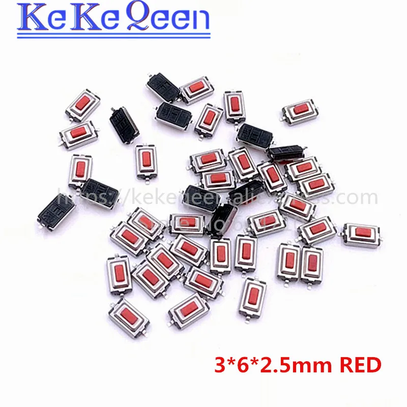 1000PCS Tact Switch 3*6*2.5 High Quality and new 3*6*2.5mm 3*6*2.5H 3x6x2.5mm SMD red and white Button switch key switch