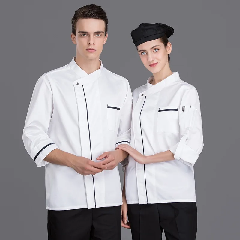 Chef Wearing Long-sleeved Plus Size Uniform Hotel Dining Kitchen Baking Master Cook Overalls Men Women Restaurant Clothes H2046