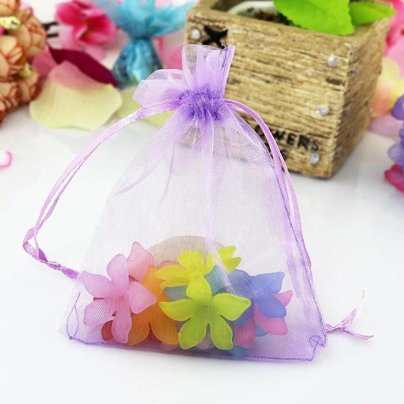 Free Shipping 1000pcs/lot Orchid Organza Bag 7x9cm Small Drawstring Gift Bag Favor Charms Jewelry Packaging Bags Organza Pouches