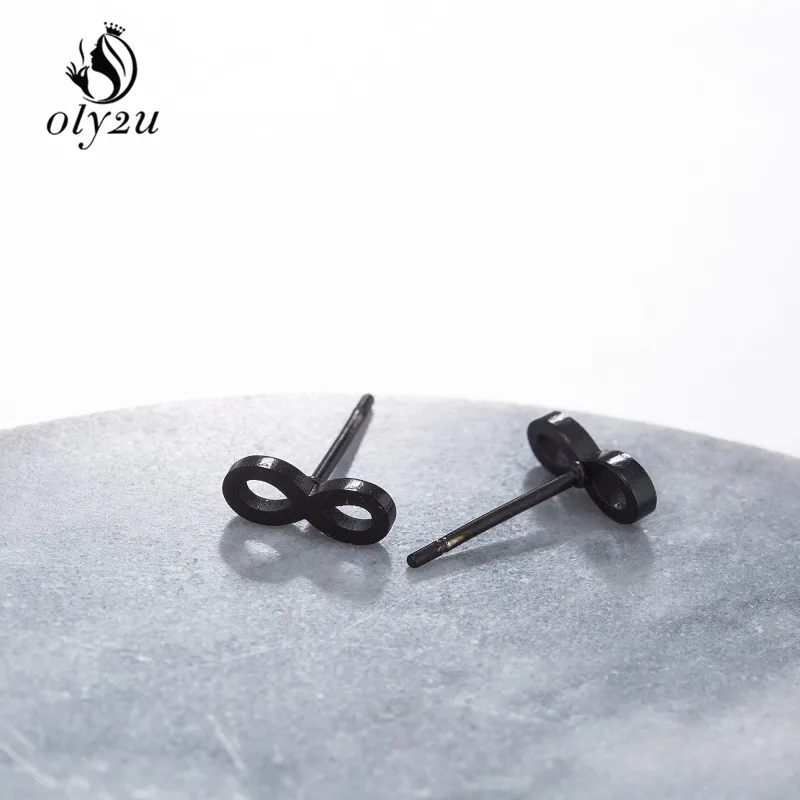 Oly2u Kpop Korean Fashion Infinity Small Earrings Stainless Steel Earrings For Girls Ear Studs Women Jewelry Elegant Gifts