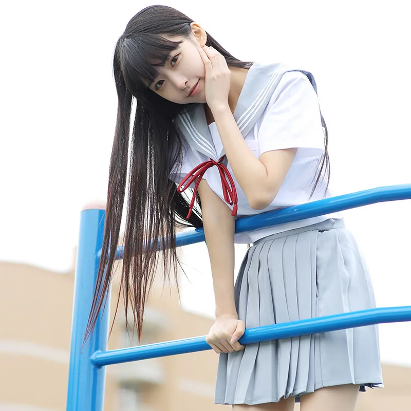 女性用プリーツスカートとセーラーブラウスのセット,日本の学生服,制服,セクシー,ネイビーブルー,S-2xl