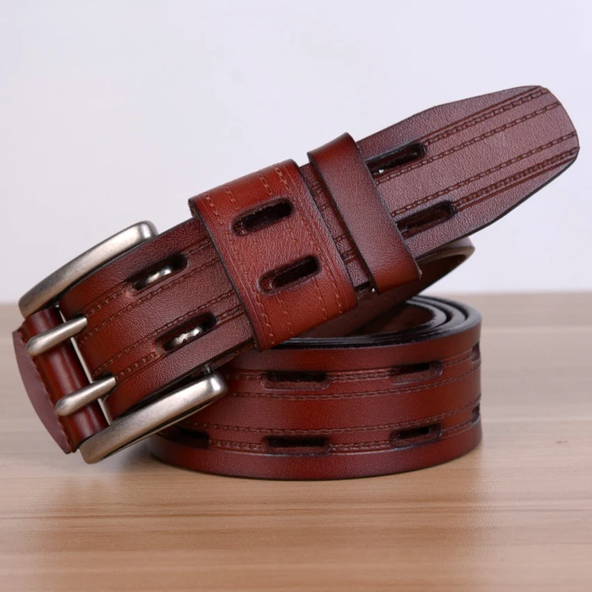 100% High Quality Genuine Leather Belts for Men Brand Strap Male Pin Buckle Fancy Vintage Jeans Cowboy Cintos