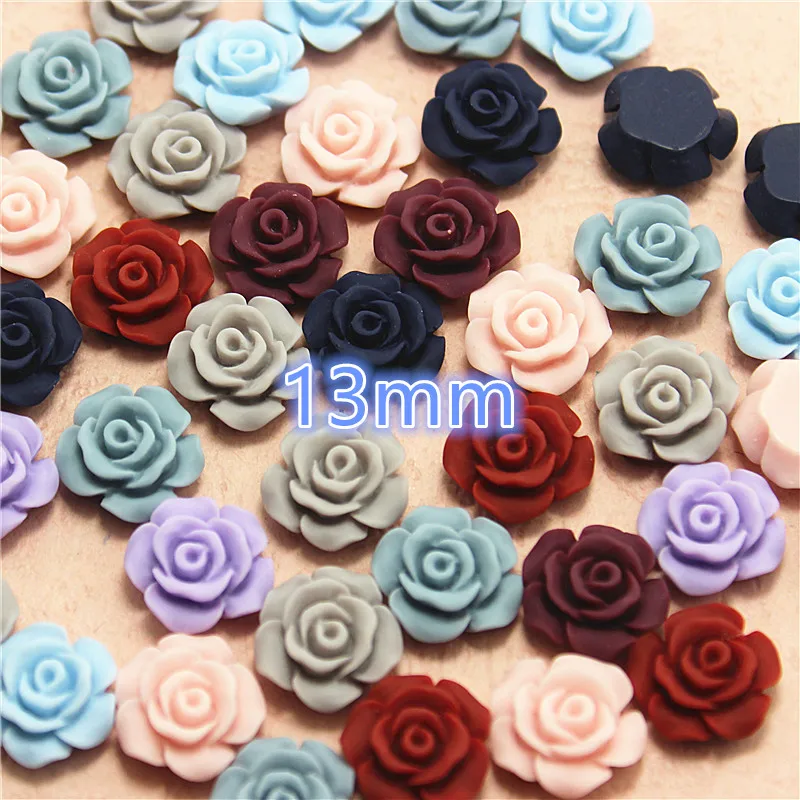 Mixed Color flower resin vintage flatback cabochon DIY jewelry/phone decoration No Hole 50pcs 13mm