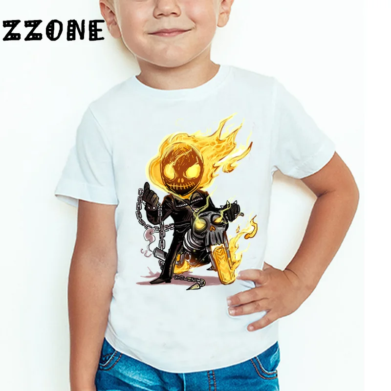 Kids Movie Ghost Rider Cartoon Print Funny T shirt Baby and Girls Summer Short Sleeve Tops Children Casual T-shirt,HKP5197