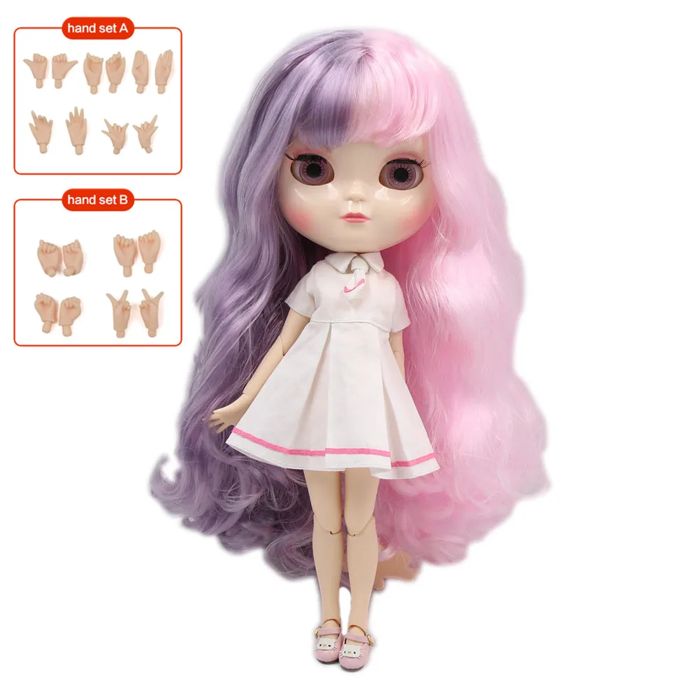 

Cute ICY DBS BJD 1/6 joint body doll 30cm high,Pink mixed purple long hair ,including hand set AB Gift for girls. No.BL1049/1017