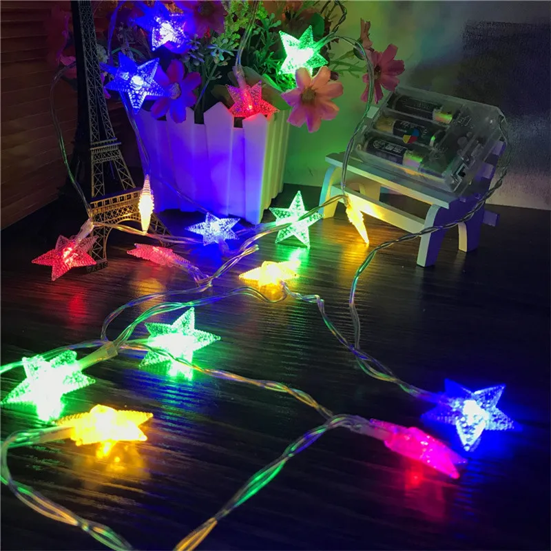 10M 80LEDs 3AA Battery Powered STAR Shaped Theme LED String Fairy Lights Christmas Holiday Wedding Decoration Party Lighting