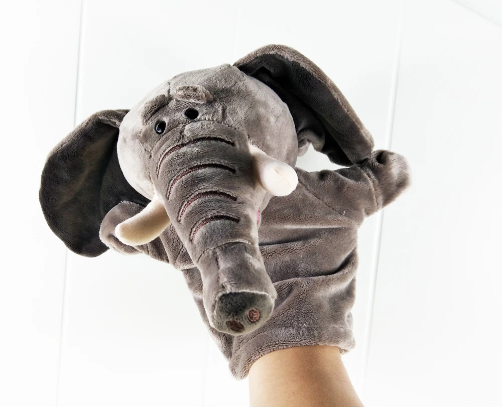 Children Long Nose Grey Elephant Hand Puppet Stuffed Plush Toy