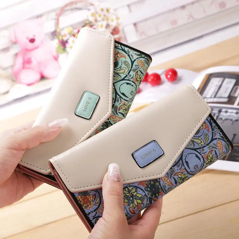 

FoxTail & Lily Women Coin Purses 2021 Korean Style Small Floral Design Long Wallet Female Change Purse Ladies Casual Clutch Bag