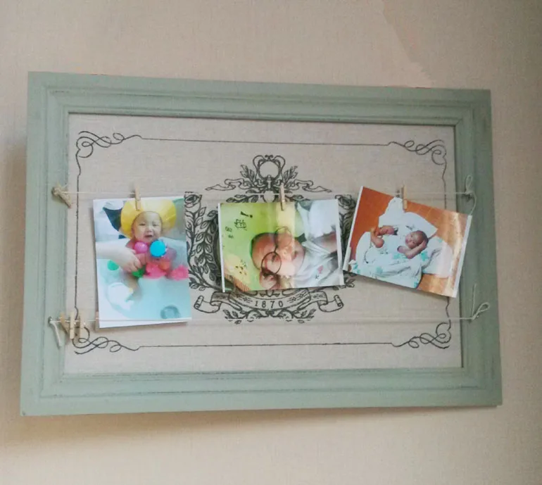 Do the old retro green linen milk box photo wall photo frame wall box notes folder 8 photos