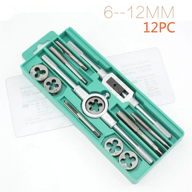 Tap and Die Set M3~M12  M6-M12 Screw Thread Metric Plugs Taps & Tap Wrench & Die Wrench