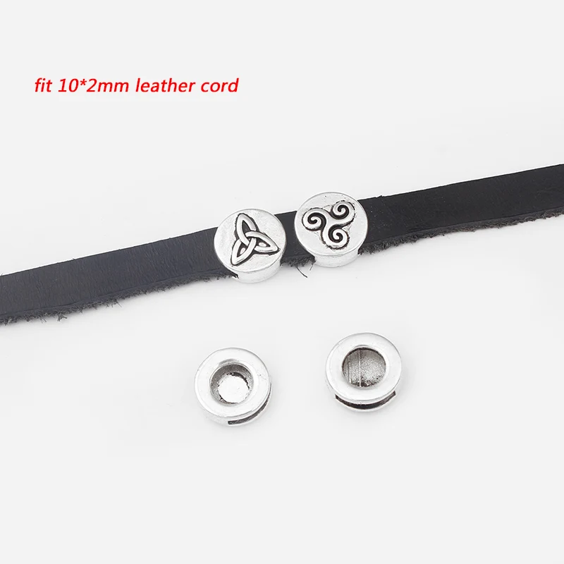 1Pack Antique Silver Plated Spiral Slider Spacers Fit 10mm Flat Leather Cord Bracelet Jewelry Findings Making