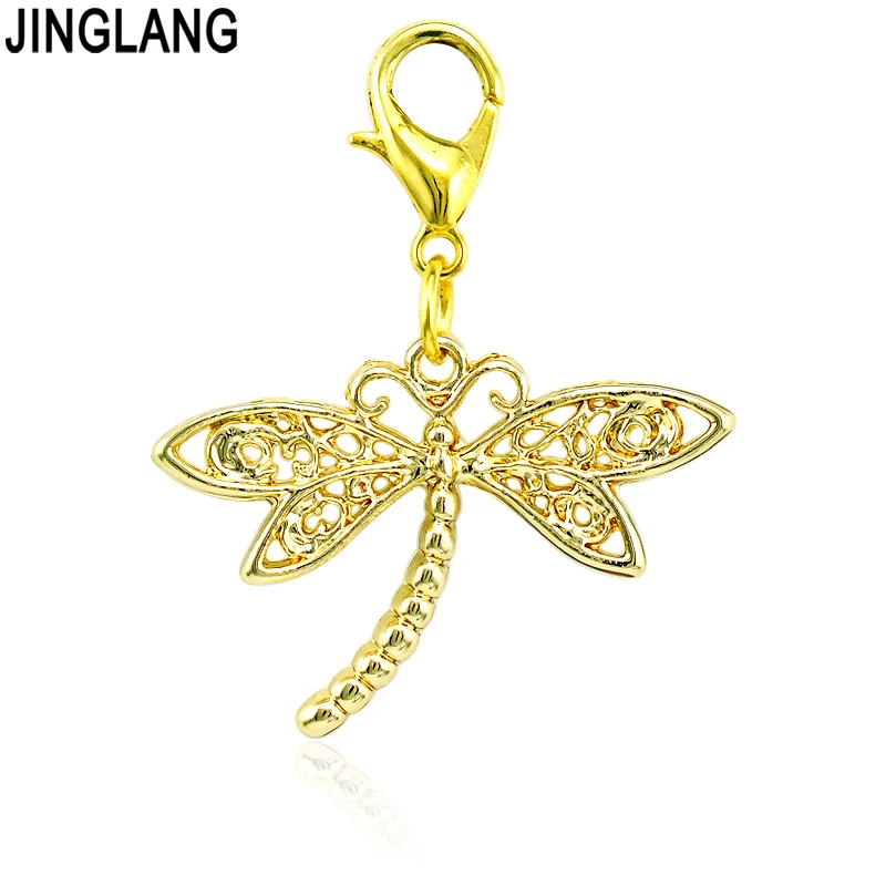 JINGLANG Wholesale Color Crystal Fashion Charms Lobster Clasp Accessories Jewelry Animals Alloy Bracelet Pendant accessori 1 Psc