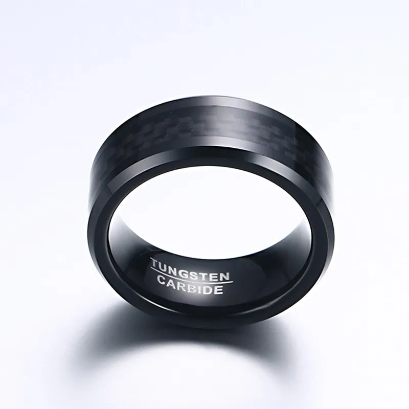 Vnox Basic Black Tungsten Carbide Rings for Men 8mm Wedding Bands Male Jewelry