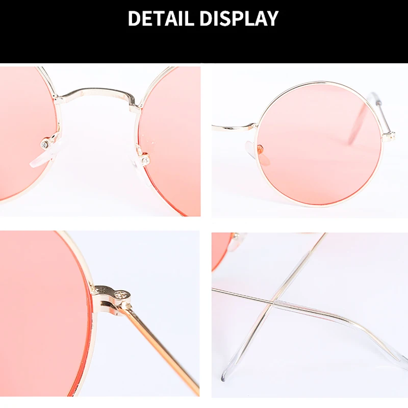 DOKLY Brand New Fashion Show Style Retro hippie Metal Lennon round sunglasses women vintage Sweet Color Eyewear