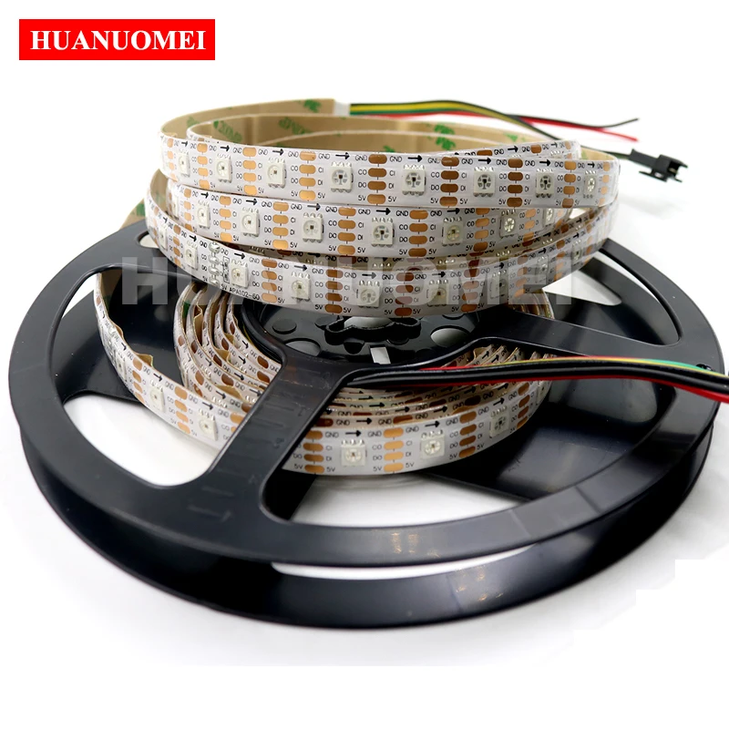 

5 В, 5 м, 60 пикселей/м, APA102, адресная светодиодная лента RGB, 5050 SMD, пиксельная гибкая лента для телевизора, белая печатная плата, водонепроницаемая IP65