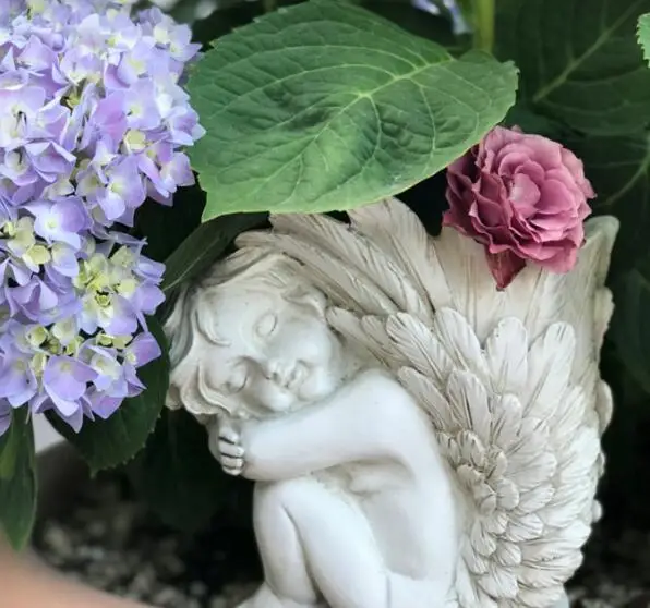 

Little Angel Flower Pot Vase Fleshy Goddess Small Fairy Big Wings European Retro Old Cupid Ornaments