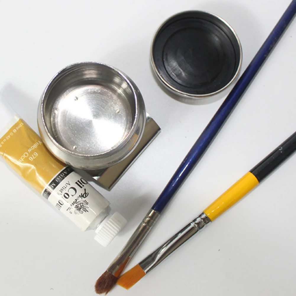 เครื่องมือสแตนเลสสตีลอุปกรณ์ทำความสะอาดง่ายกลองรูปร่างนักเรียนภาพวาดน้ำมันหม้อโรงเรียน Palette เดี่ยวคู่ Dipper