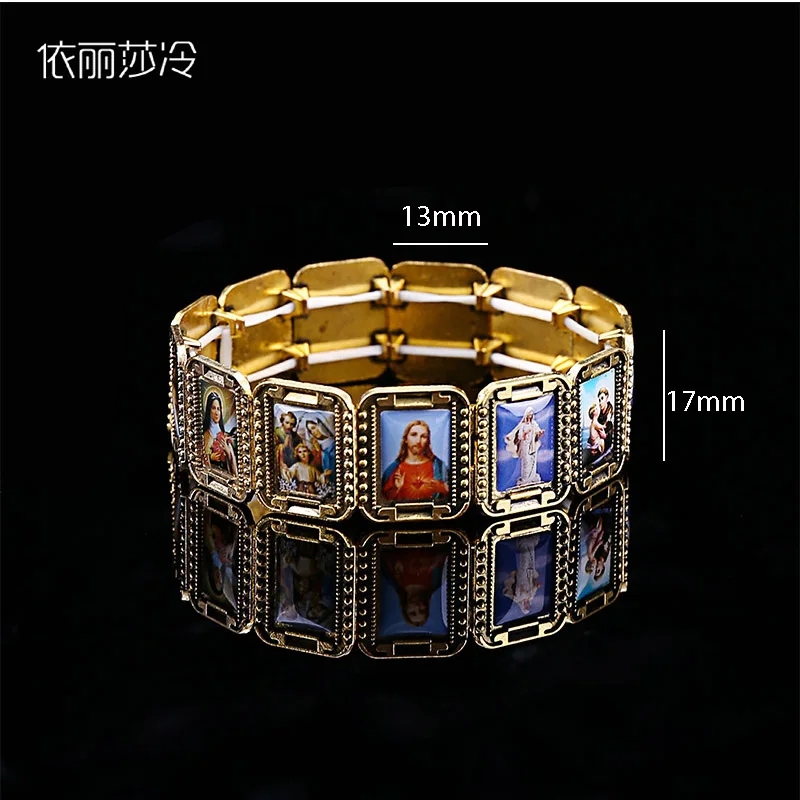 Catholic Alloy Bracelet Jesus Icon Jewelry Rosary Heart Saint Mercy Saint Icon Religious Bead Bracelet