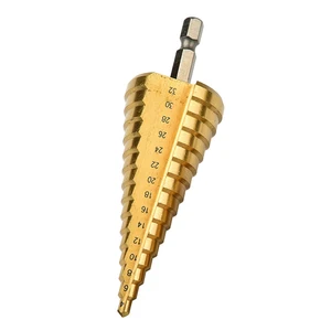 HSSステップドリルビット4-32mmヘックスチタンコーンホールカッターマルチファンクションリーマープレートアイアンアルミニウムプレート掘削金属コアドリル 10最高の販売カスタマイズされたホールパンチ-3