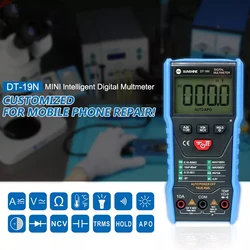 SUNSHINE DT-19N Mini Smart Multimeter Range Mobile Phone Repair Digital Multimeter AC DC Resistance Tester