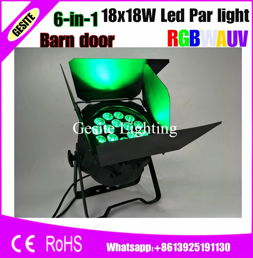 8XLOT DJ Par Cans RGBWA UV 6IN1 18X18W LED Par Cans Waterproof Rating IP20 Aluminum Black Housing 90V-240V